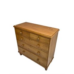 Victorian pine chest, two short and three long drawers