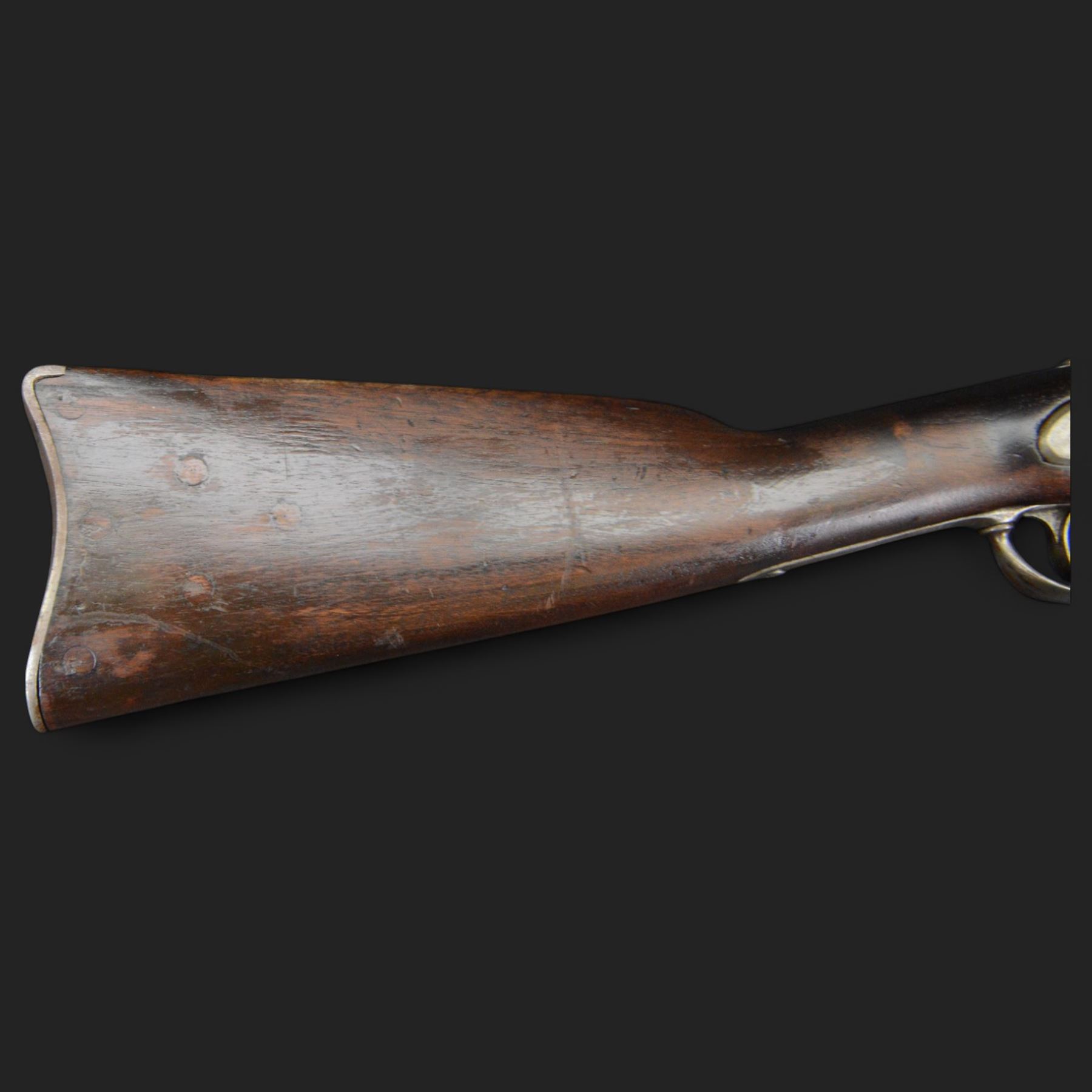 US Civil War Springfield percussion cavalry carbine, circa 1863, 50-70 Cal, the lock marked 1863 with eagle and 