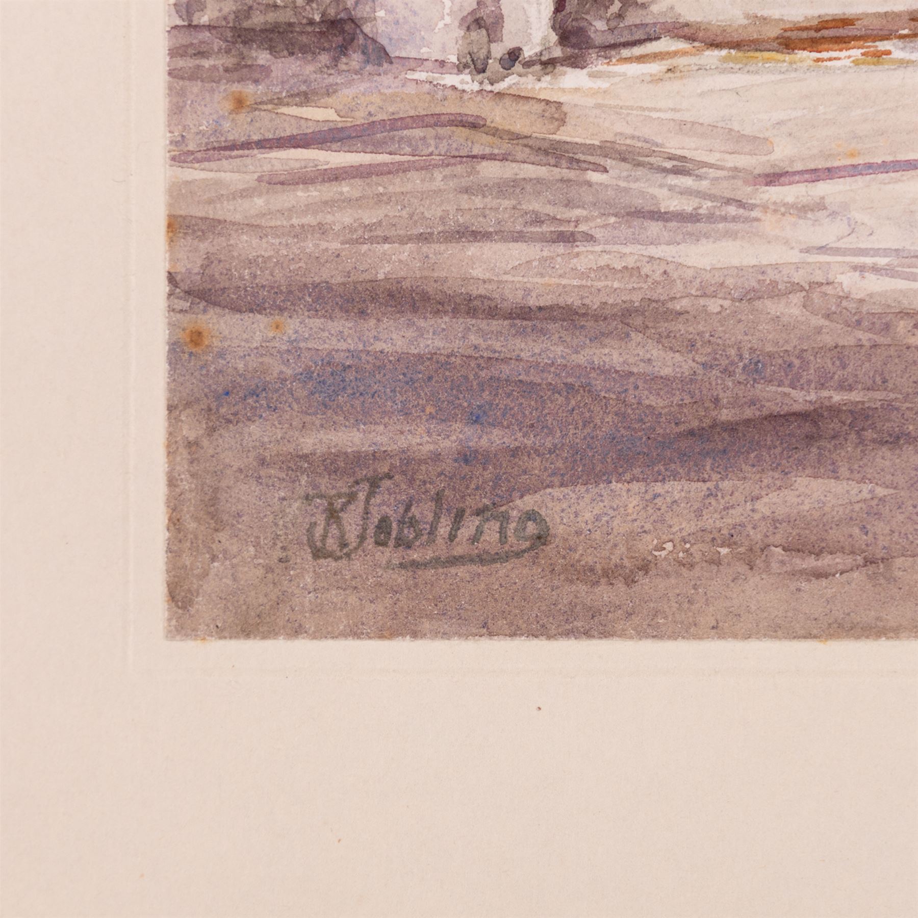 Robert Jobling (Staithes Group 1841-1923): Cottage Interior, watercolour signed 24cm x 32cm (mounted)