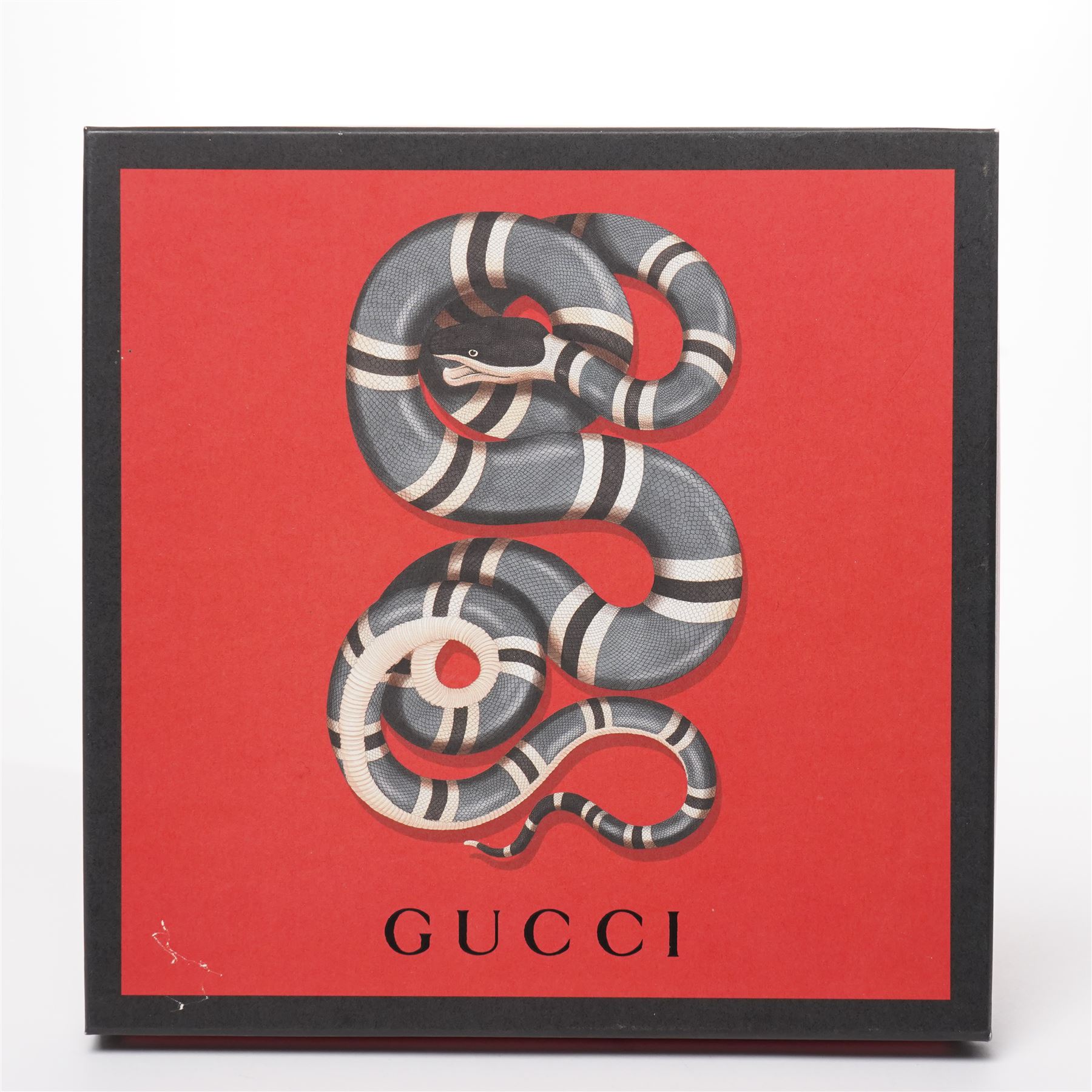 Gucci - 'Gucci Ghost' silk scarf, from the Trouble Andrew collaboration, with graffiti-style logo, heart and signature GG monogram design, 85cm x 85cm, unused with original box and label