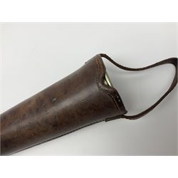 19th century telescopic hunting horn, the bell engraved 'The Beaufort', with makers mark Kohler & Son, makers, 61 Victoria Street, Westminster (from Covent garden) London, in a leather sheath, horn full extended L91cm 