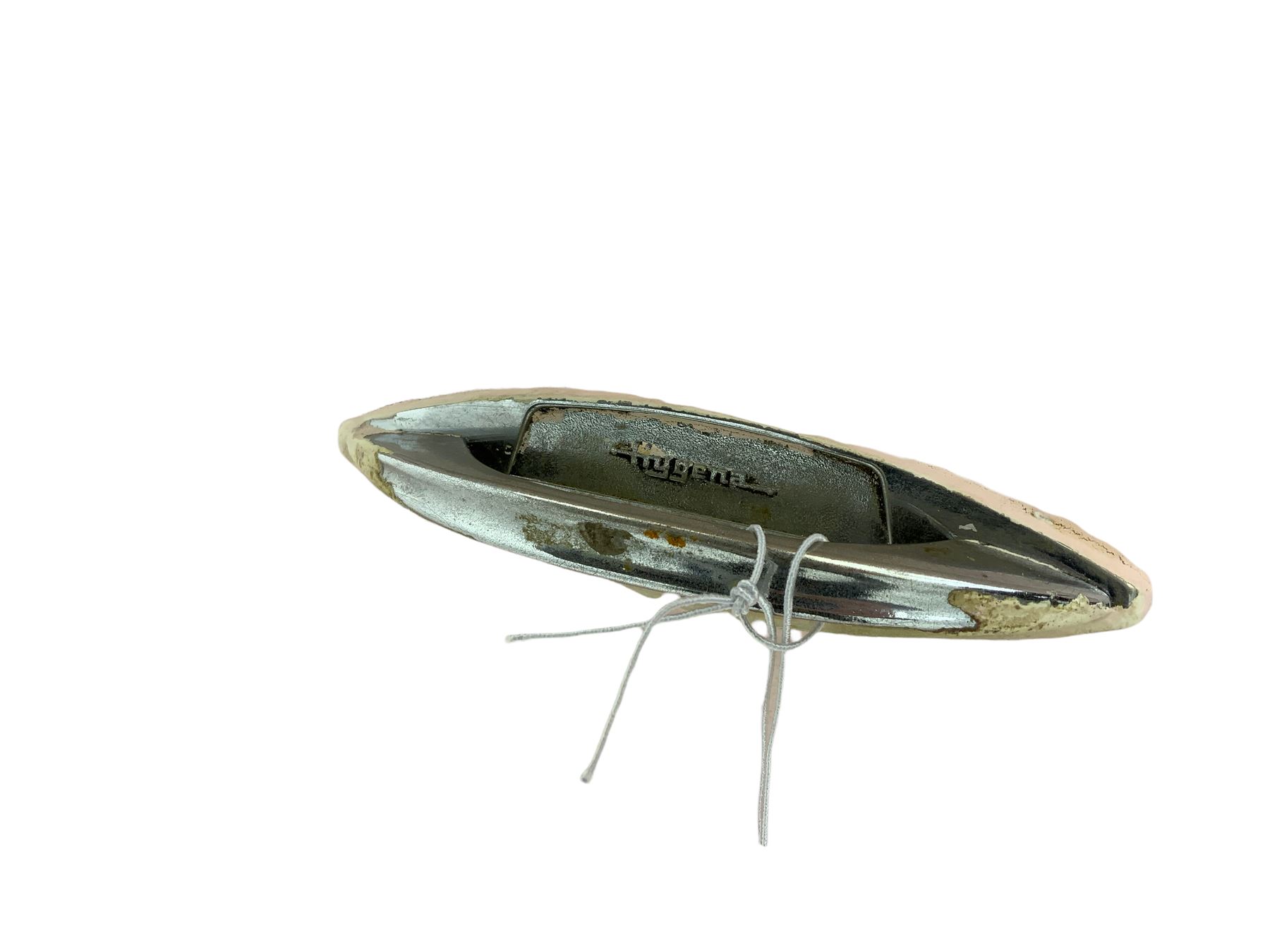 Hygena - mid-20th century painted kitchen cabinet, glass sliding doors, above fall front preparation surface, two sliding cupboards to base