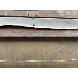 James Bolivar Manson (British 1879-1945): 'Sweet Sultans and Marigolds', oil on canvas unsigned, titled and dated 1945 in the artist's hand on label and on the stretcher verso, with James Bourlet & Sons label, 60cm x 50cm 
Notes: this is probably the artist's 1945 Royal Academy exhibit no.601, then titled 'Cornflowers and Marigolds' (sweet sultans being a variety of cornflower). The same jug depicted in the present picture can be seen in Manson's 1940 Royal Academy exhibit no.262 'Tulips and Daffodils'. The blue title label appears on a number of Manson's paintings.