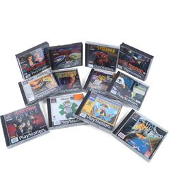 Twelve Sony Playstation 1 games, comprising Theme Hospital, Fear Effect, Fear Effect 2, Ro...