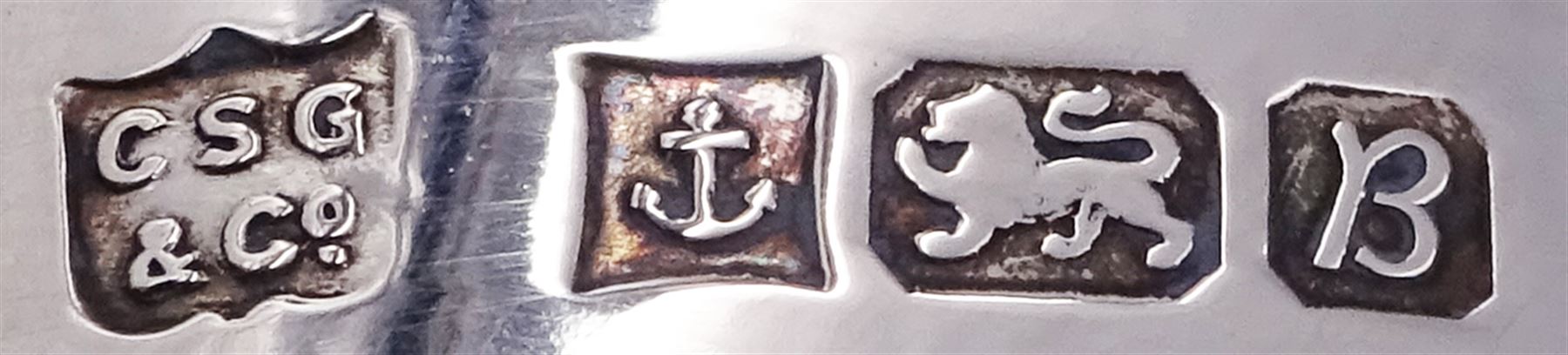 Modern silver mounted cut glass ships decanter, the silver collar hallmarked Charles S Green & Co Ltd, Birmingham 1976, H26.5cm, together with a modern silver mounted glass vase, of slightly tapering cylindrical form etched with ferns and fronds, the silver collar hallmarked London 2001, makers mark W W, H19cm, (2)