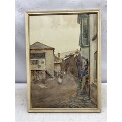 Arthur Netherwood (British 1864-1930): Coastal Village, watercolour signed 51cm x 36cm 