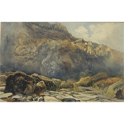 Mary Weatherill (British 1834-1913): Cliff scene, watercolour attributed by her brother Richard 21cm x 33cm