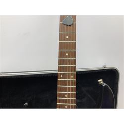 Ibanez left-handed cut-away electric guitar in black gloss with natural maple neck, model: GRX170LH, serial no.030114440, L98cm; in Stagg hard carrying case; together with Carlsbro Scorpion Lead amplifier (2)