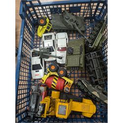 Diecast vehicles, including Britains John Deere tractor, two Corgi 007 Lotus Espirit, four Dinky tanks, etc