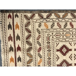  Kilim Sumak beige ground old needlework rug, 177cm x 130cm  