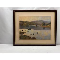 David Allen (British 1945-): 'Rydal Water', pastel signed, titled signed dedicated and dated January 1993 verso, 47cm x 63cm