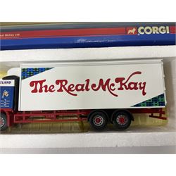 Corgi - four ‘Rigids’ limited edition 1:50 scale die-cast vehicles comprising CC14202 - Scania P Box Lorry Tunnock’s no.1035/1710; CC13515 - Volvo FM Fridge Lorry The Real McKay Ltd; CC13903 - Foden Alpha Curtainside Lorry Stan Robinson Ltd; CC11913 - ERF EC Aggregate Tipper Brian Harris Transport; all boxed (4)