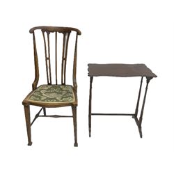 Edwardian corner chair, sewing box, nest of tables, two chairs, luggage stand, stool, drop leaf table and occasional table