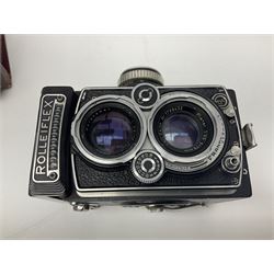 Rollei Rolleiflex 3.5C camera body, serial no 1775847, with 'Planar 1.35 f-75mm' lens serial no 1788432 and 'Heidosmat 1:2.8/75' lens serial no 2440876, complete with a cased set of additional lenses 