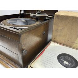 Columbia Grafonola tabletop hornless gramophone, with detachable winding handle, together with a collection of records 