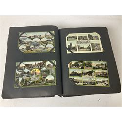 Postcard album with Victorian and later postcards, including silk cards, landscapes of the UK, portraits, Christmas cards etc  