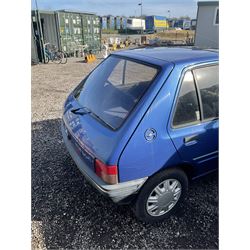 M941 LOH - Peugeot 205 1.6L injection Mardi Gras, five door hatchback, 36,000 miles, blue, V5 present, 2 x keys, runner

Alternative buyers premium of 10% + VAT applies. - THIS LOT IS TO BE COLLECTED BY APPOINTMENT FROM DUGGLEBY STORAGE, GREAT HILL, EASTFIELD, SCARBOROUGH, YO11 3TX