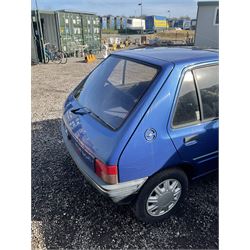 M941 LOH - Peugeot 205 1.6L injection Mardi Gras, five door hatchback, 36,000 miles, blue, V5 present, 2 x keys, runner

Alternative buyers premium of 10% + VAT applies. - THIS LOT IS TO BE COLLECTED BY APPOINTMENT FROM DUGGLEBY STORAGE, GREAT HILL, EASTFIELD, SCARBOROUGH, YO11 3TX
