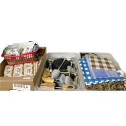 Haberdashery and textile items and other collectables, in three boxes  