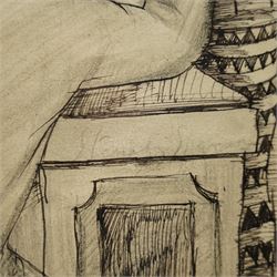 Attrib. Sir Stanley Spencer (British 1891-1959): A Bustling London Train Station, pen and pencil sketch faintly signed, circa late 1920s, 46cm x 60cm
Notes: The composition is filled with Spencer’s characteristic attention to human forms, each figure drawn with individuality and subtle emotion, capturing the energy and movement of a public space.The work's dense, rhythmic crowd scene and architectural grandeur, are reminiscent of his exploration of human interaction in both public and spiritual contexts, particularly during this time period.