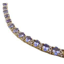  Gold tanzanite and diamond necklace stamped 14K 585, tanzanite total weight 32 carat  