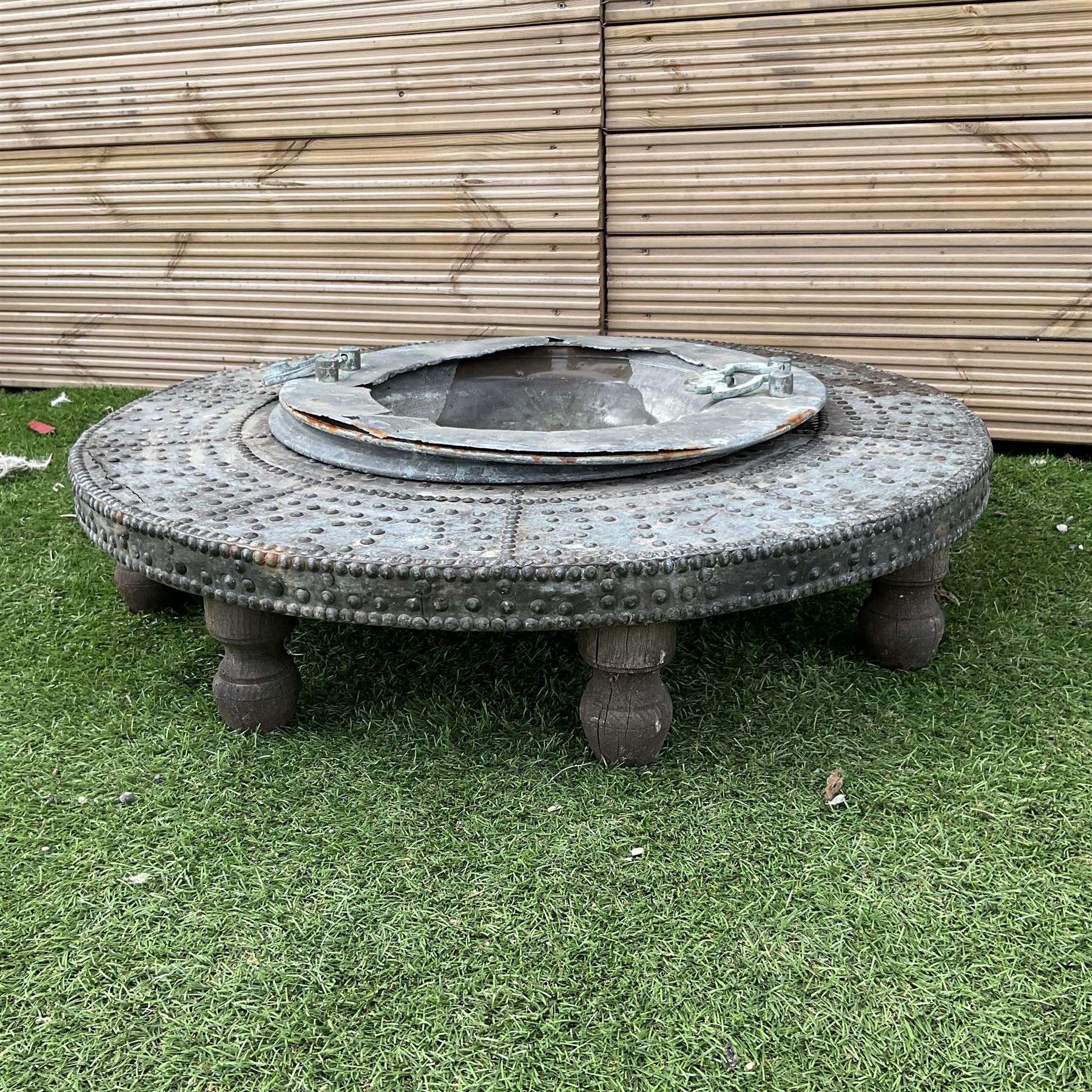 Vintage Indian copper fire pit decorated with rivets  - THIS LOT IS TO BE COLLECTED BY APPOINTMENT FROM DUGGLEBY STORAGE, GREAT HILL, EASTFIELD, SCARBOROUGH, YO11 3TX
