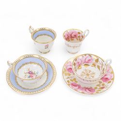 Minton trio, coffee cup, teacup and saucer, circa 1824, moulded ribbed detail, distinctive...