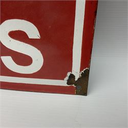 Rowntree's enamel advertising sign, 'Rowntree's Pastilles' white writing on a red ground, H30cm, L92cm