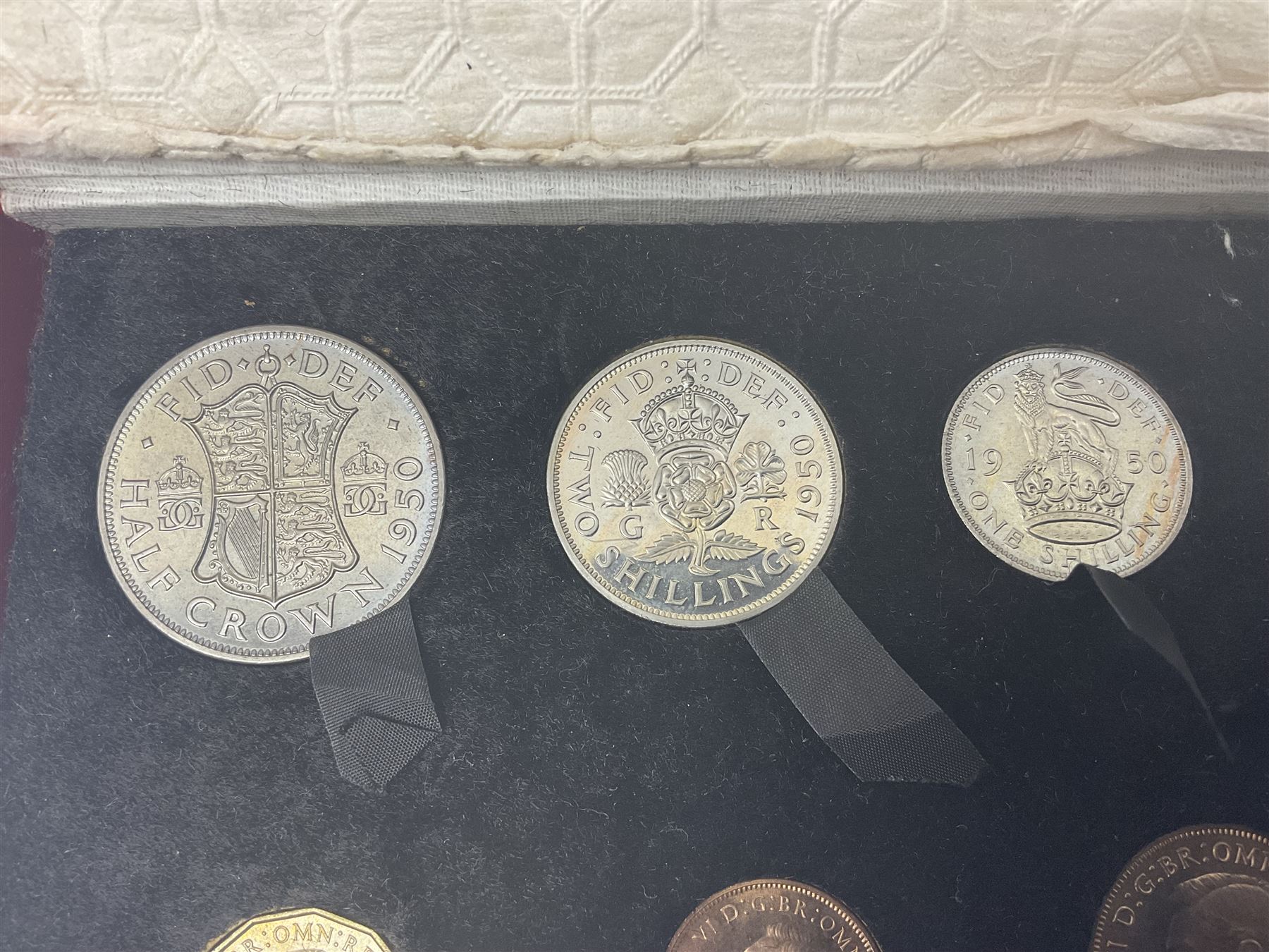 King George VI 1950 nine coin proof set, in Royal Mint red card box