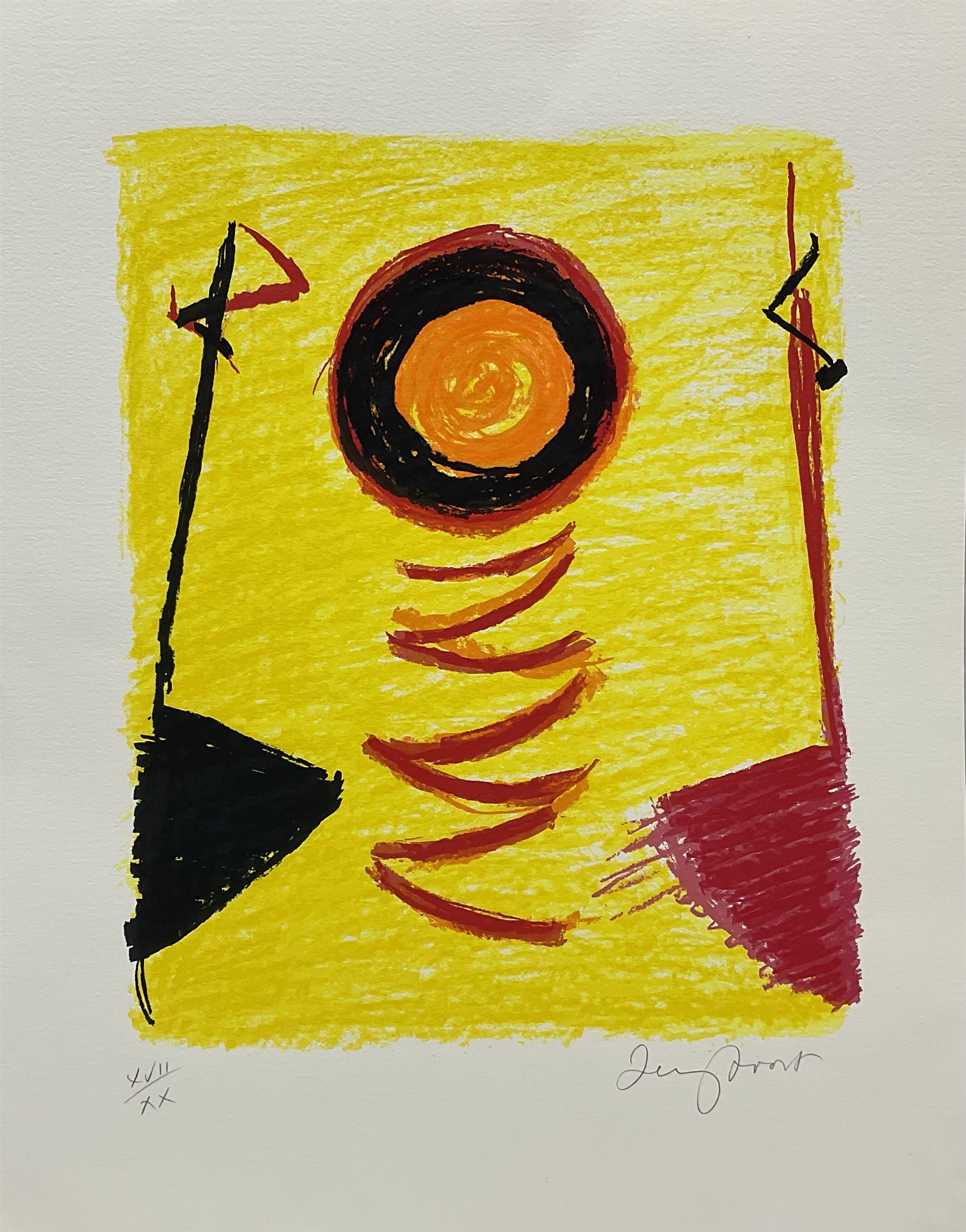 Sir Terry Frost RA (British 1915-2003): 'Orange Sun Newlyn' (Kemp 206), artist's proof screenprint on Velin Arches paper signed and numbered XVII/XX from an edition of 100 + 20 APs pub. 2000, 47.5cm x 38cm with full margins (unframed)