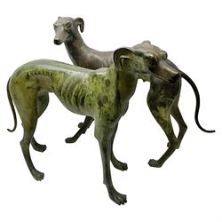 Pair of brass greyhounds, H52cm