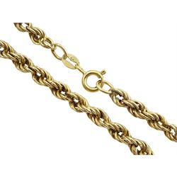 9ct gold rope twist chain necklace hallmarked, approx 10.9gm