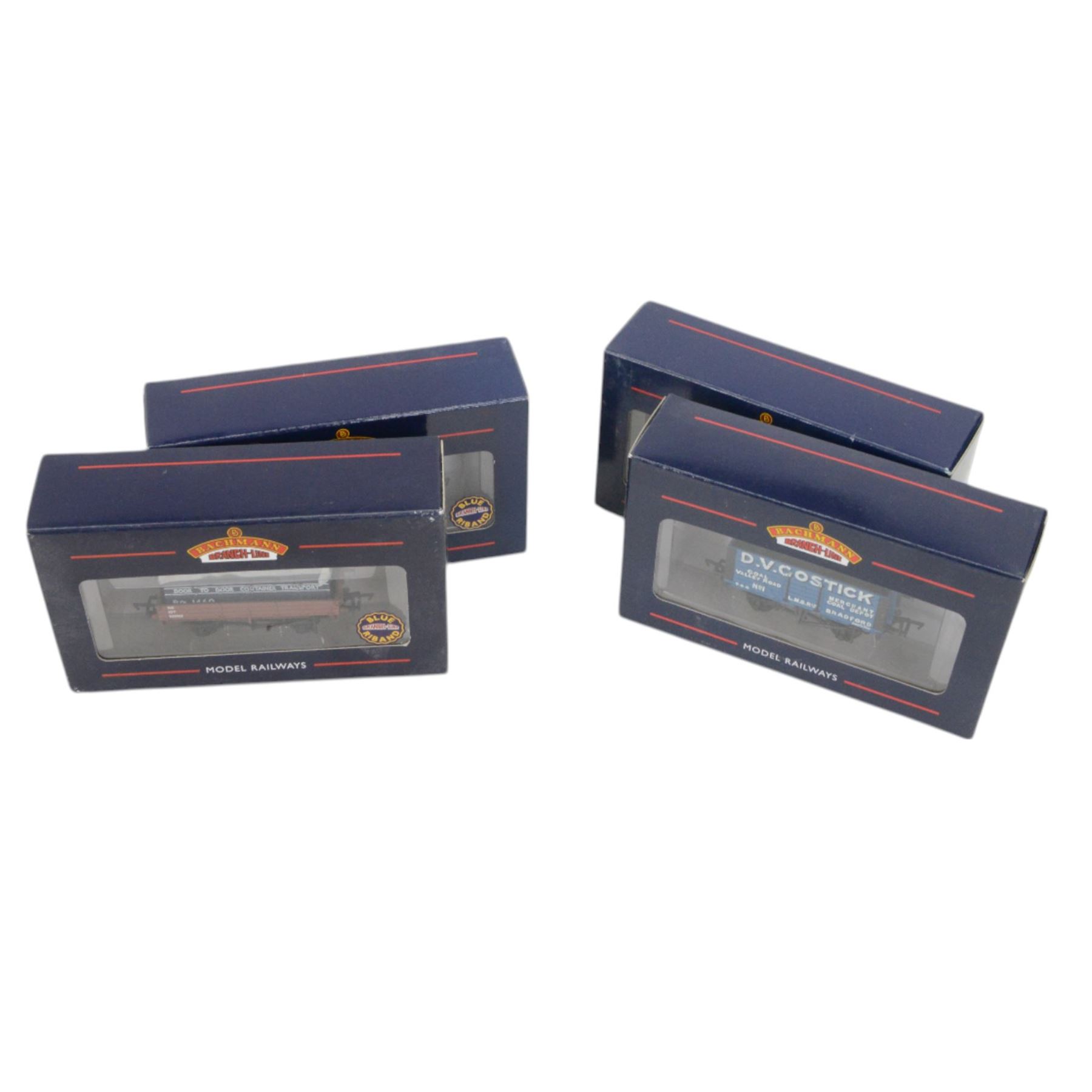 Twenty Bachmann 00 gauge plank wagons, including 37106 7 Plank Wagon 'Royal Leamington Spa' and 37126 8 Plank End Door Wagon 'Izal' examples, all boxed