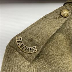British M22 khaki tunic for the Hampshire Regiment with WW1 trio ribbon bar