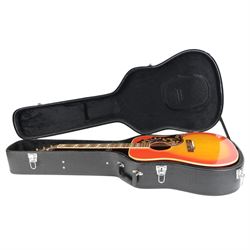 1968 Gibson Hummingbird acoustic guitar, with sunburst finish, serial no. 500460, inlaid mother of pearl fret markers, inlaid pick guard, bound fingerboard and sides, original adjustable bridge, original tuning pegs, contained within hard case, guitar length 104cm