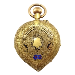  18ct gold and enamel French fob watch stamped 18k no 162271,16.6gm  