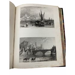 The Works of William Hogarth, in a Series of Engravings with Descriptions and Comment on their Moral Tendency, by the Rev. John Trusler, bond together with Durham & Northumberland Illustrated from Original Drawings by Thomas Allom and Wales Illustrated in a series of views, together with a bound group of maps of Europe. 


