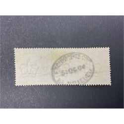 Great Britain King Edward VII one pound green stamp, used, previously mounted