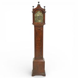  Grandmother clock, the brass dial inscribed 'Walton, Newcastle upon Tyne', with three tra...