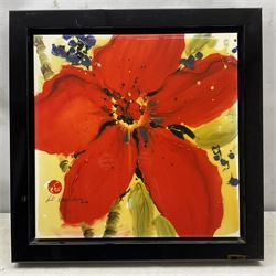 Danielle O'Connor Akiyama (Canadian 1957-): 'Loves Parade', limited edition glazed embellished print on canvas signed and numbered 35/195, 51cm x 51cm