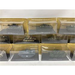 DeAgostini The Combat Tanks Collection -  forty-six periodical issued die-cast models of tanks; in plastic display cases in unopened blister packs (46)