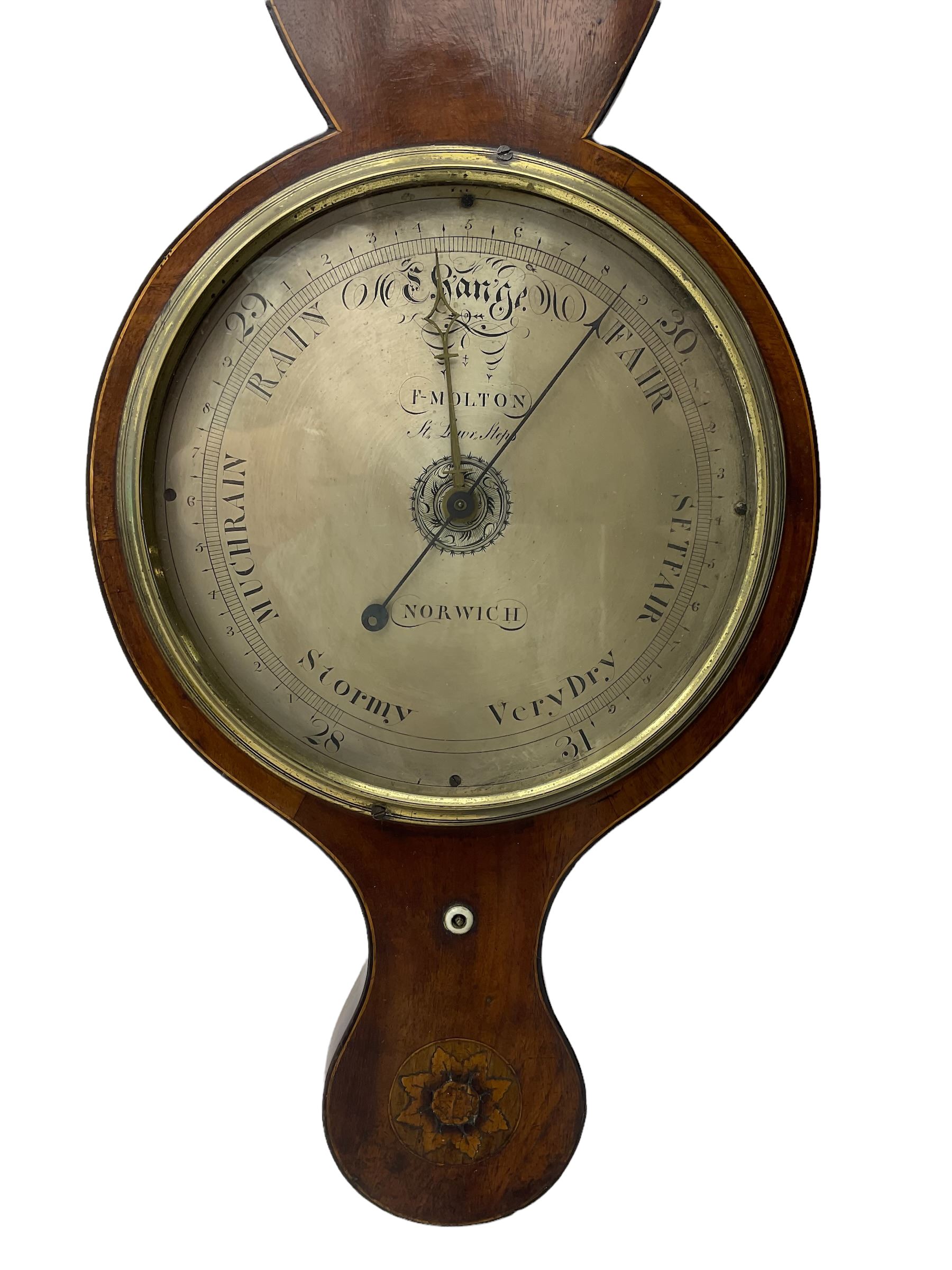 William IV mercury wheel barometer in a mahogany case with stringing to