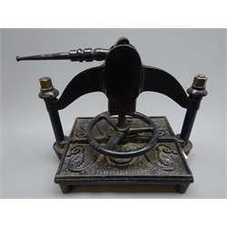  Victorian cast iron book copying press by Patrick Ritchie, Edinburgh, L35cm  