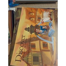 Collection of Disney memorabilia and ephemera, including Walt Disney Treasures DVD, two Disney Villains mugs, enamel pins, Mickey Mouse D23 fan club pack, Disney Twenty-Three magazines, Sketches magazines, etc