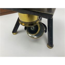 Brass lacquered microscope, by J. Swift & Son, London, in wooden carry cas no 13749, 