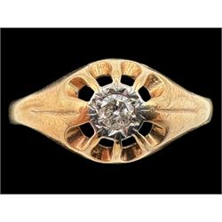 9ct gold illusion set diamond signet ring and a 9ct gold garnet ring