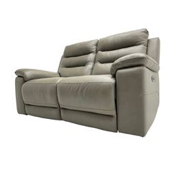 Violino - 'Atlanta' three-seat electric reclining sofa (W200cm, H100cm, D89cm); matching two-seat electric reclining sofa (W158cm); and matching electric reclining armchair (W100cm); upholstered in grey leather