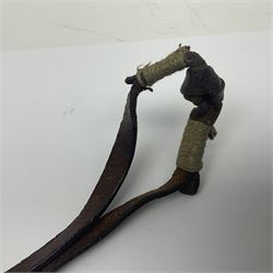 Mid 20th century Swedish barrel/sloyd knife by Segerstrom, with wooden handle and leather strap, stamped Segerstrom Eskiltuna Sweden, blade 8cm