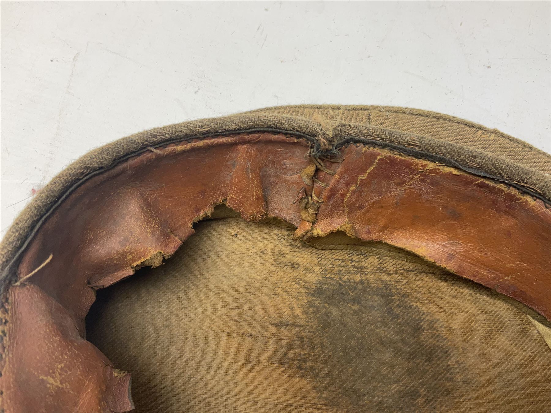 WW1 British Army stiff trench cap with Tank Corps cap badge