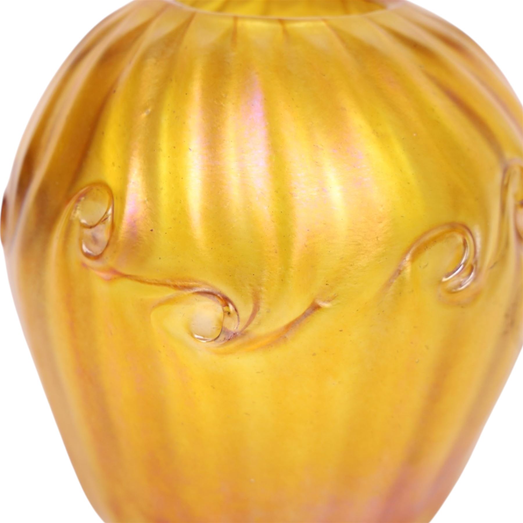 John Ditchfield for Glasform vase, of ovoid from, iridescent yellow, signed beneath, H14cm  